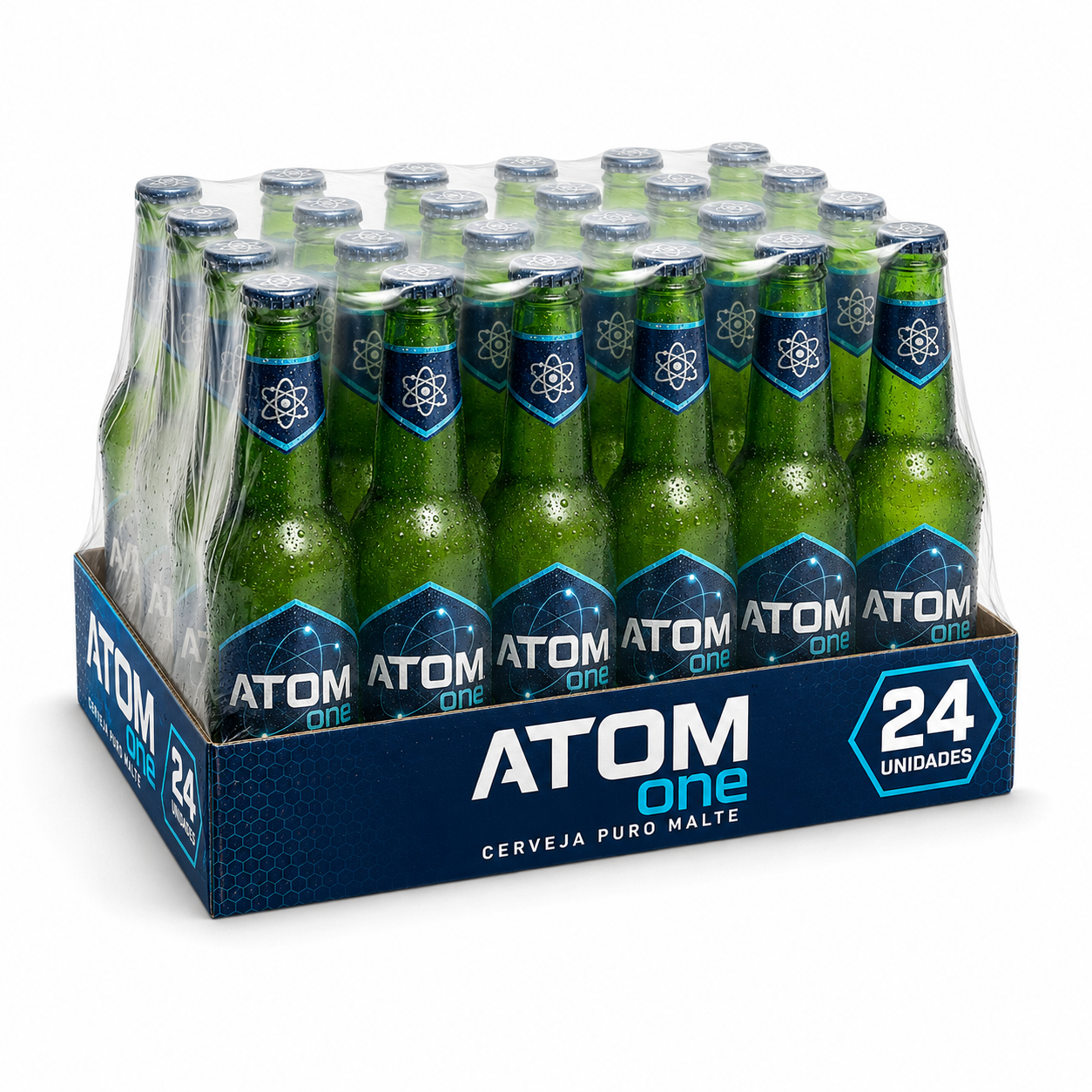 Fardo com vinte e quatro cervejas Atom One